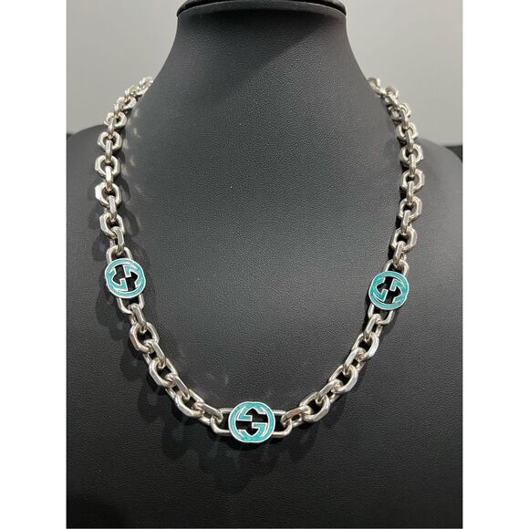 Gucci interlocking g link necklace silver tone - Picture 2 of 10